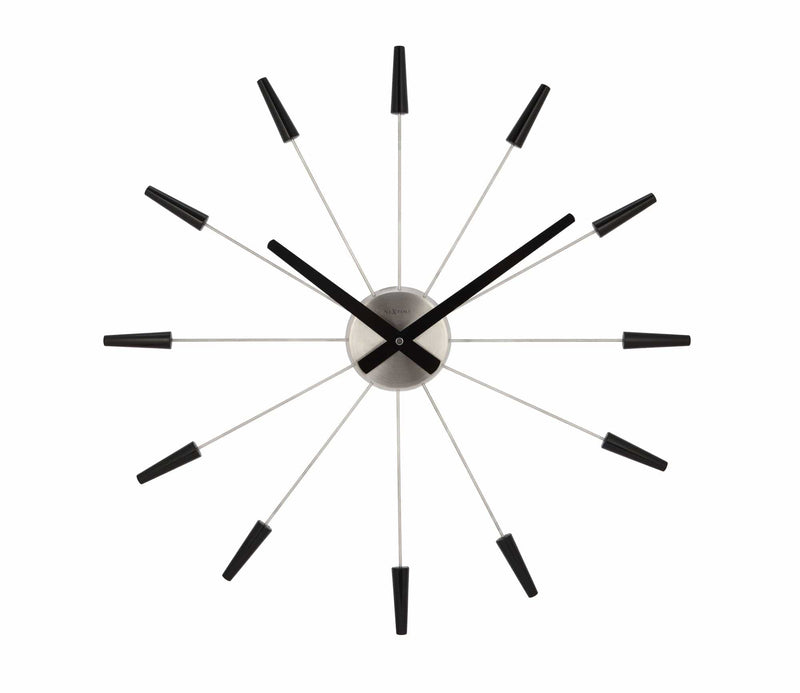 Front Picture 2610ZW,Plug Inn,Wall clock,Silent,Metal,Black,