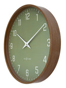 Modern Wall clock, Silent, 12" wood-tone frame - LYRA