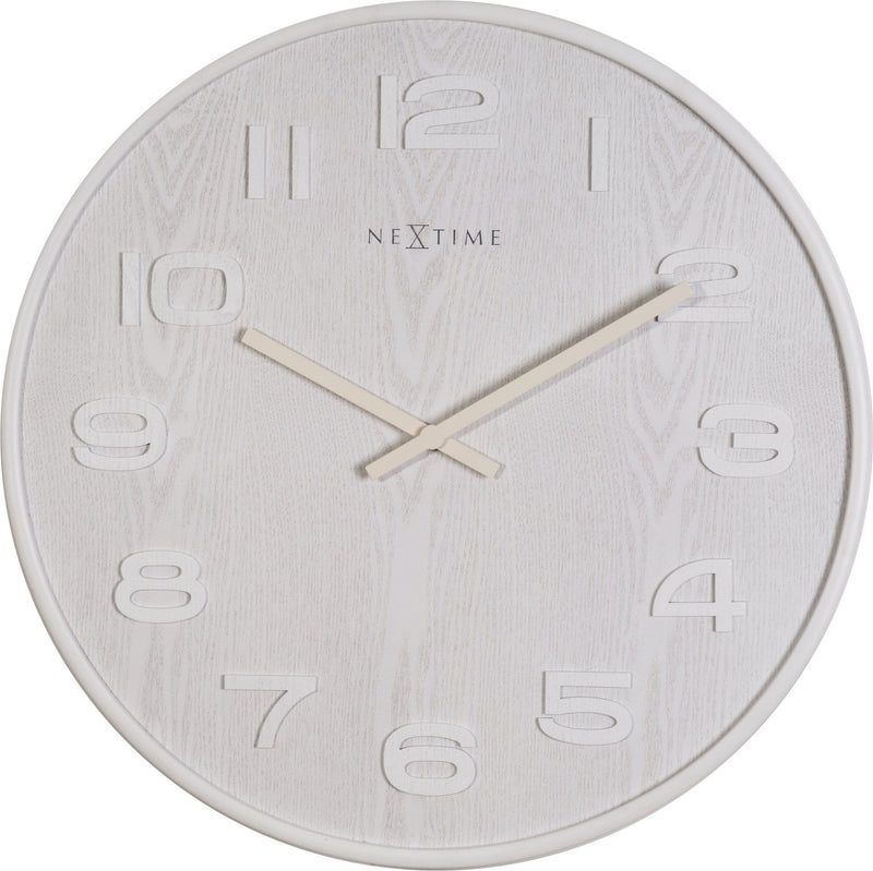 Front Picture 3095WI,Wood Wood Big,Wall clock,High Torque,Wood,White,