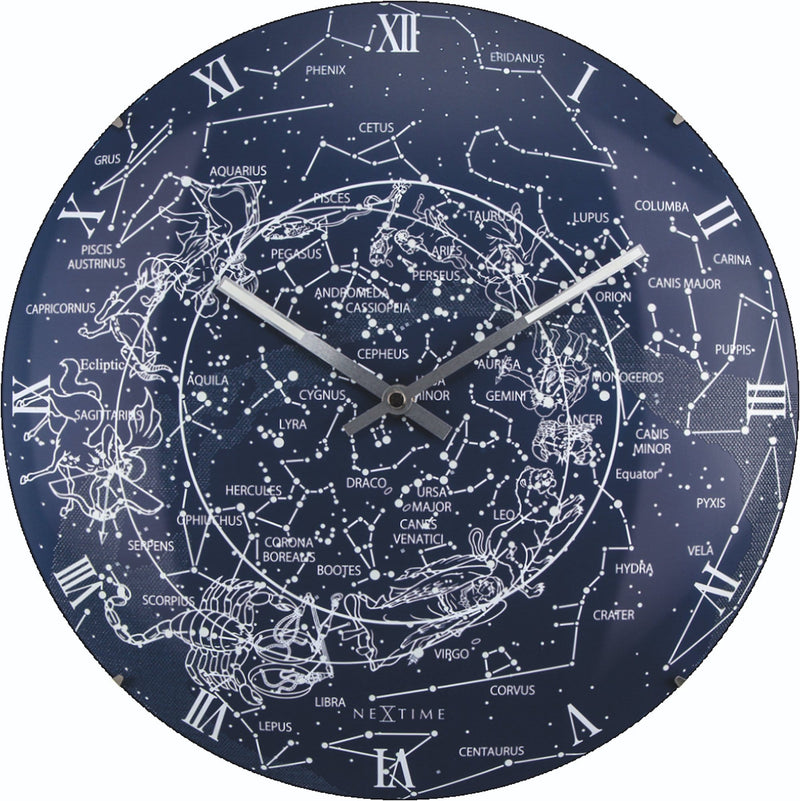 Front Picture 3165,Milky Way Dome,Wall clock,Silent,Glass,Blue