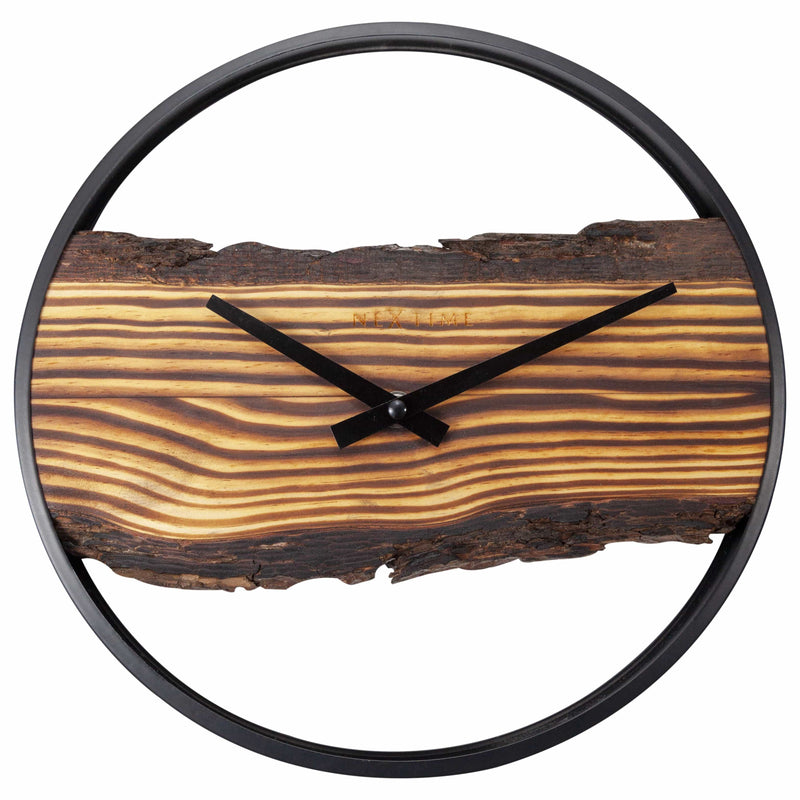Forest Wall Clock - Real wood dial, robust metal frame  - 17.75 Inches  - (NeXtime 3263BR)