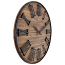Large Wall Clock - 50cm - Silent  Movement- Dark Wood - Black Metal - "Manchester" -NeXtime