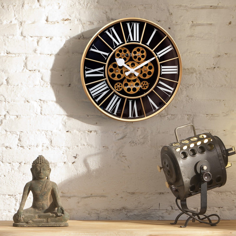 Moving Gear clock - Black - Large Wall Clock - 50cm -  "William" - NeXtime