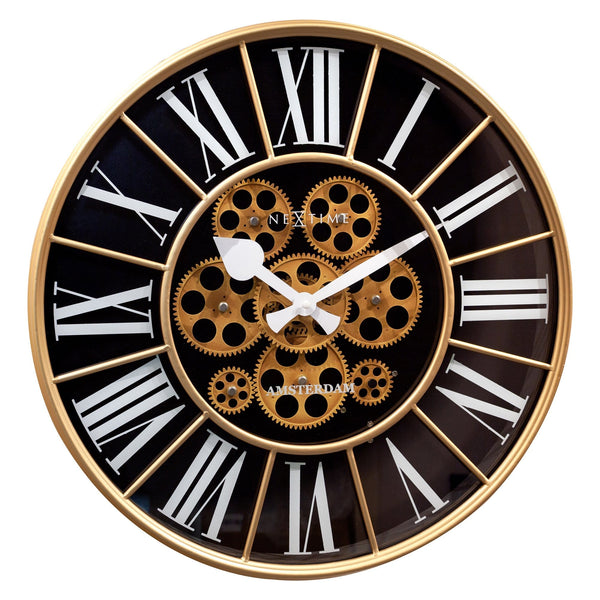 Moving Gear clock - Black - Large Wall Clock - 50cm -  "William" - NeXtime #color_black